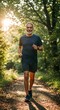 © Margarita Ratatosk - Mature man jogging in park. Healthy lifestyle for senior. Outdoor workout activity at sunset. Exercise and fit body.