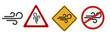 © ANMZAKARIA - Vector art of wind warning sign collection of weather forecast signs symbol of windy weather, air flow, breeze, storm, wind power, climate, and meteorology concept