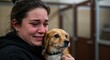 © Animal Kingdom - Heartbroken woman embraces her adorable puppy with tears of joy and relief today