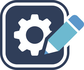 Modern Gear Icon Editable Settings,  Clean Design, Blue Tones