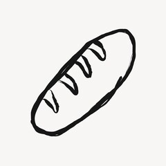 Wall Mural - Baguette bread, food doodle in black