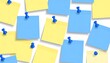 © jumilah - Blue and yellow sticky notes pinned to a white background
