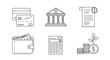 © Ediane - Financial icons representing banking, credit cards, a calculator, receipt, money, and growth. These icons symbolize the essence of managing wealth and transactions
