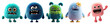 © Rawpixel.com - PNG Colorful fuzzy cartoon monsters, element set on transparent background