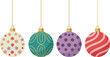 © creativestock - Four hanging christmas ornaments with different patterns on transparent background