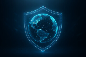 Wall Mural - global security on black background