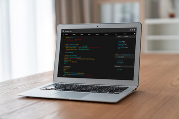 Software development programming on computer screen for modish application and program coding