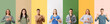 © Pixel-Shot - Set of deaf mute people using sign language on color background