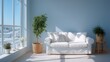 © dian - Bright Minimalist Living Room with White Sofa and Natural Light in Winter