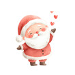 © Eko - Happy Santa surrounded by hearts watercolor design