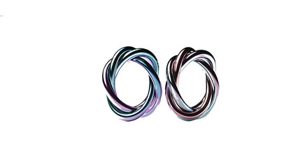 Intertwined Metal Rings - Abstract Round Design Elements Isolated on White Background
