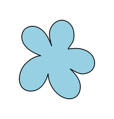 Wall Mural - Groovy retro blue flower motif in flat pop style. Funky groovy element, abstract sticker with y2k and graphic charm. Playful retro accent for trendy backgrounds or graphic creative concepts.
