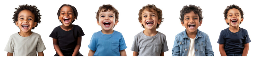 Wall Mural - PNG Joyful children laughing together, element set on transparent background