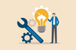 © Dibyendu - Man with tools and a lightbulb representing innovation and problem solving in business