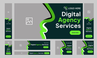 Wall Mural - web bundle banner design for social media post, digital marketing agency web set banner design, full