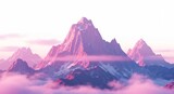 Montagna rosa alba: luce morbida avvolge cime innevate. AI Generated