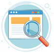 © Maryna - Website SEO Search Illustration, Magnifying Glass on Screen, Digital Analysis, Info Research, Online Search Vector Graphic