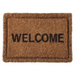 © Karen - Rectangular doormat, light brown, with the word 'WELCOME' printed in black