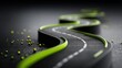 © KohXD - Road with green arrow symbolizing growth and progress in artificial intelligence development and implementation journey