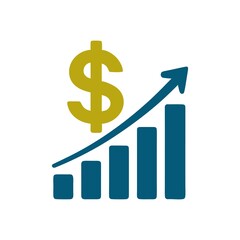 Wall Mural - Growing Business Revenue Chart with Dollar Symbol and Upward Arrow