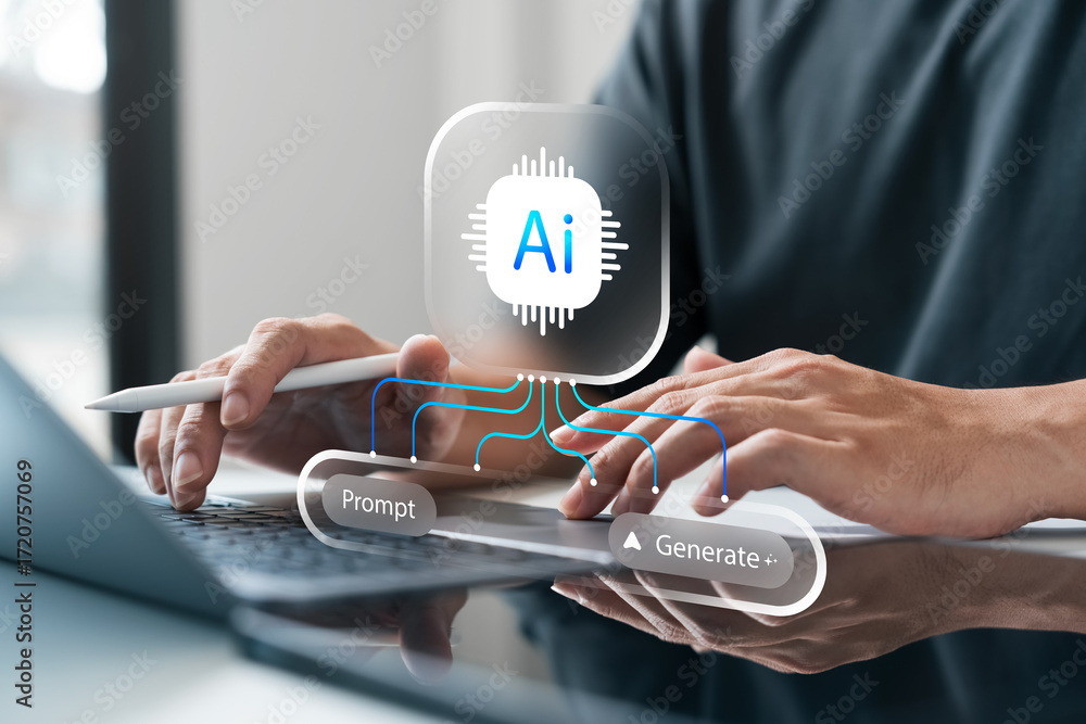 The concept of generative AI technology creating content from user ...