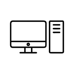 Desktop Computer Tower With Monitor Icon For Web And Graphic Design