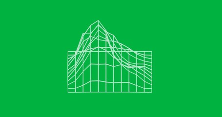 Wall Mural - 3D wireframe structure rising in space with transparent background, glowing neon green tech lines