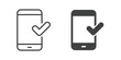 © Bradericon - Mobile Phone Verified Icon. Line and glyph solid icon