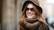 © KKC Studio - Smiling Woman in Stylish Hat and Sunglasses Enjoying City Stroll