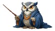 © Dodit - Cute owl in wizard's robes, holding magic wand