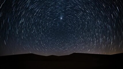 Wall Mural - Astrophotography timelapse captures the stunning rotation of stars across a vast desert night sky desert landscape, time lapse, milky way