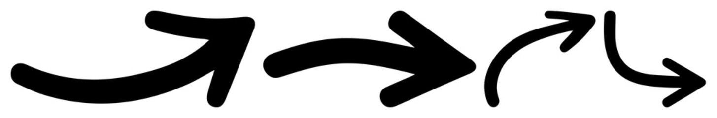 PNG Hand-drawn black arrows in various directions element set on transparent background.