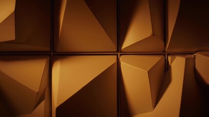 Abstract Golden Geometric Wall With Sharp Angular Edges in Dramatic Lighting