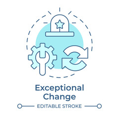 Wall Mural - Exceptional change soft blue concept icon. Urgent reaction on crisis. Innovation management type. Round shape line illustration. Abstract idea. Graphic design. Easy to use in presentation