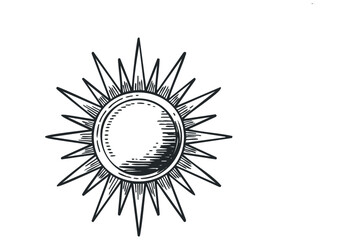 Wall Mural - Ornate Sun Symbol. Vector hand drawn illustration