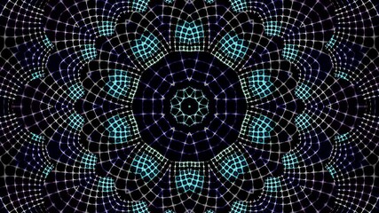 Wall Mural - 3D animation beautiful video colorful abstract bright light energy 4K of smooth lines waves glittering light effect on round shape in center, black background