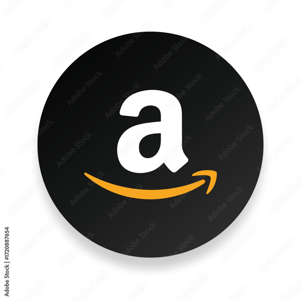 Amazon Logo Symbol in Black Circle Vector Illustration Stock Vector ...