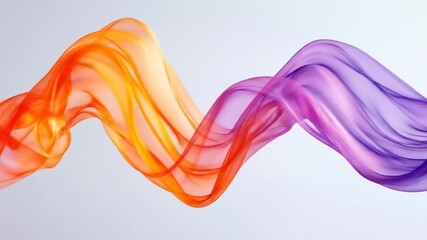 Wall Mural - Flowing sheer fabric in orange, yellow, purple against a light background