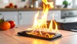 © Ivan - Smartphone engulfed in flames on kitchen counter