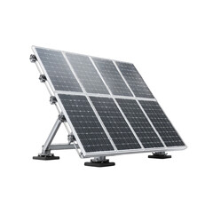Tilted solar panel array on metal stand