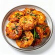 © SINTO - Appetizing smashed golden potatoes garnished with herbs, presented on a white background