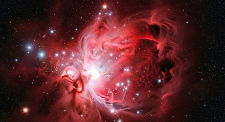 Wall Mural - Cosmic cloud glows with red light, revealing gas and dust formation
