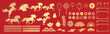© TWINS DESIGN STUDIO - Chinese New Year 2026 element vector set. Year of the horse design. Lanterns, horse, firework, frame, pattern, cloud, coin, flower, pattern. Icons of Asian Lunar New Year holiday decoration.