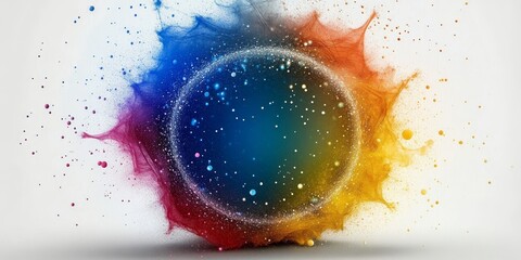 Canvas Print - abstract colorful particle wave in geometric ring form with modern technology background