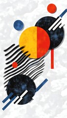 Wall Mural - geometric abstract art with circles and stripes on a textured background for modern design