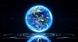 © Nabila - A glowing, digitally rendered image of Earth, presented on a futuristic, interactive interface.