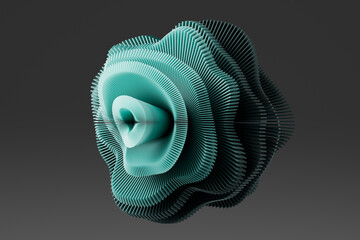 3d abstract rendering of geometric organic shape with depth and impact