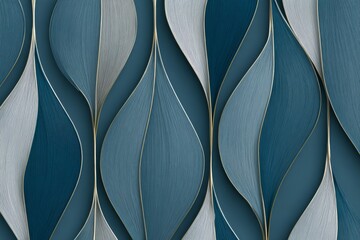 Wall Mural - abstract vertical curves with depth texture layers in cold tones for decorative wall mural designs