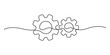 © MD - Gears continuous one line drawing. Continuous single line illustration of gears wheels. Two moving cog gear. Vector illustration