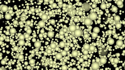Wall Mural - Medium Sized Sphere Particles Tightly Packed Together Passing and Fading In and Out of Existance Randomly on Black Background.